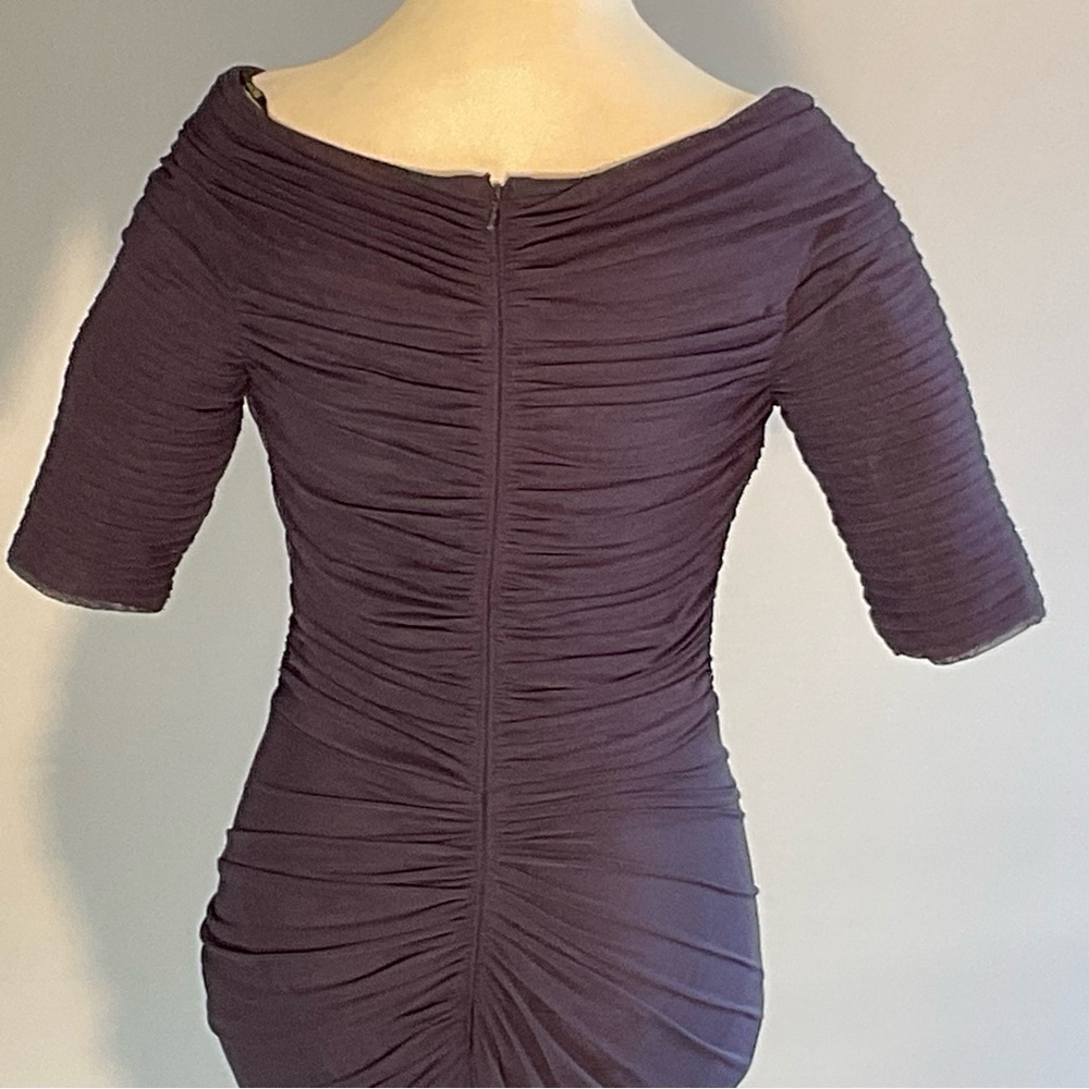 Tadashi Shoji Midnight Navy Sculpted Gown XS Ruched Mermaid Formal Dress - Picture 9 of 16